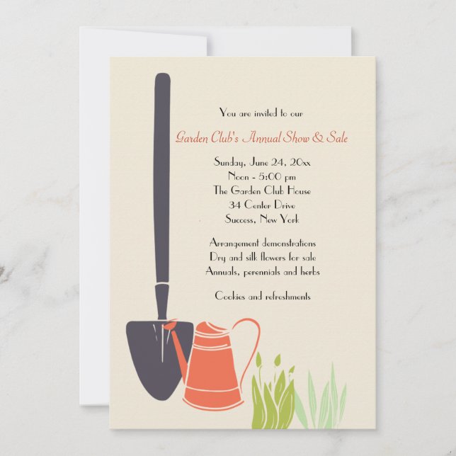 Invitación del club del jardín (Anverso)