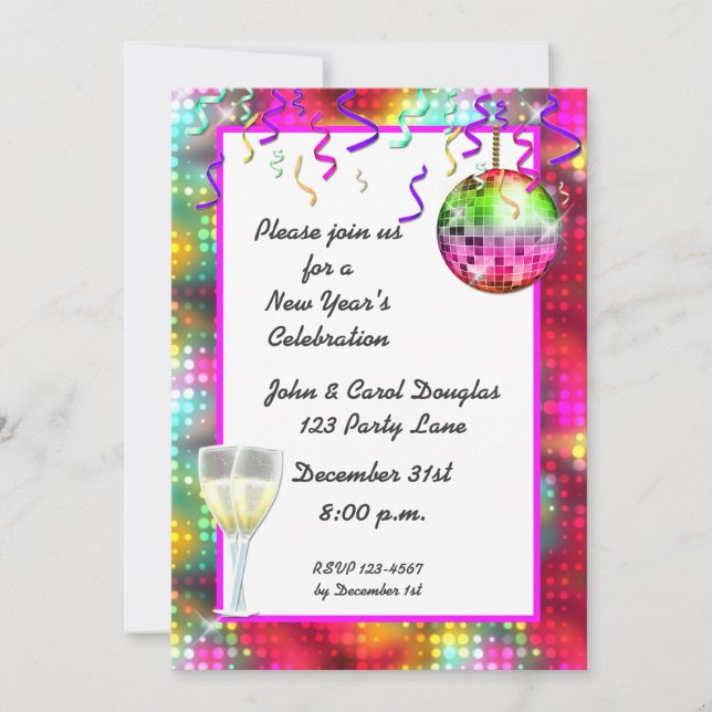 Invitación del cóctel de la bola de discoteca (Anverso)