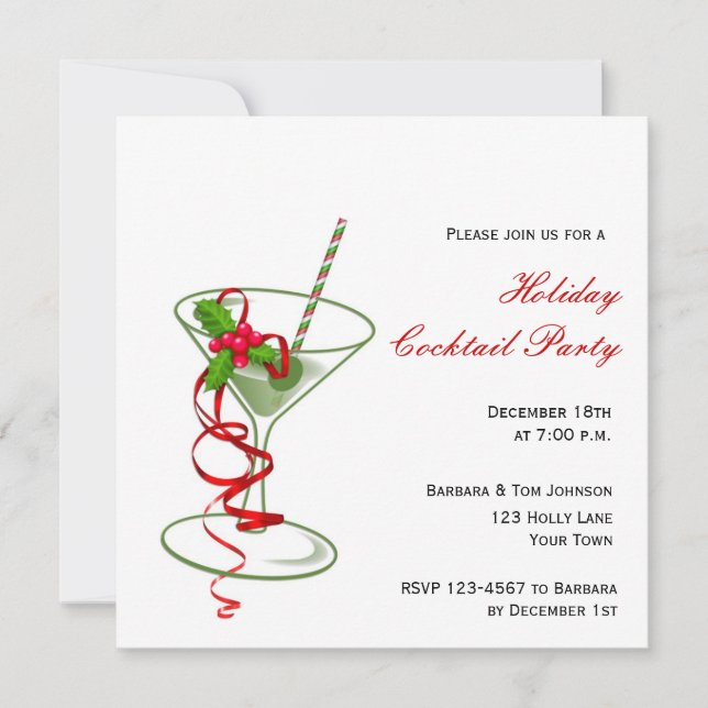 Invitación del cóctel de Martini del día de fiesta (Anverso)