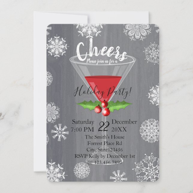 Invitación del cóctel del día de fiesta de las (Anverso)
