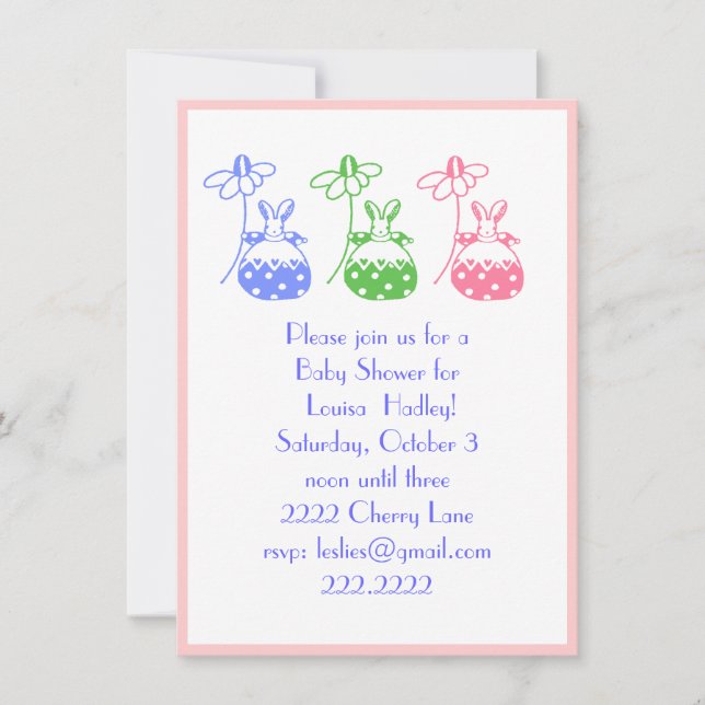 Invitación del conejito de Daisy (Anverso)