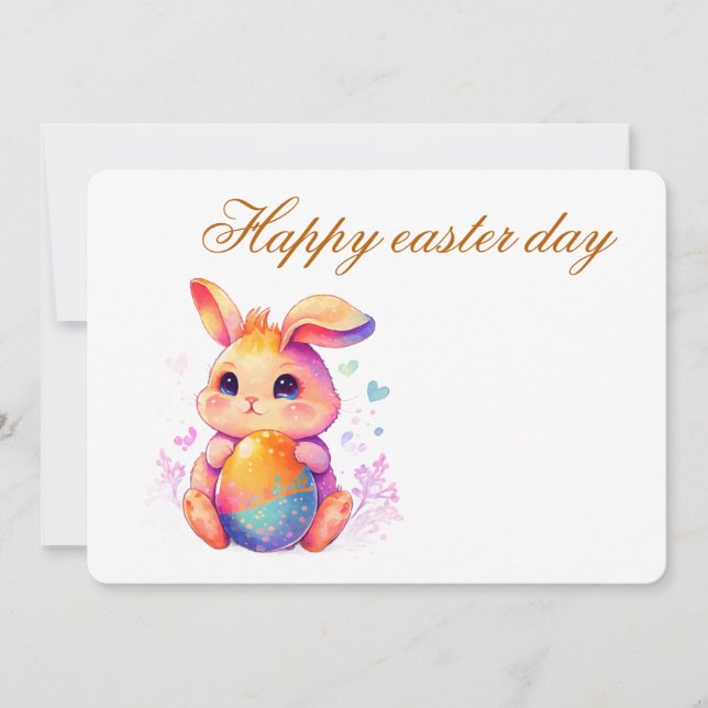 Invitación del Conejo de Pascua Lindo para Niñas – (Anverso)