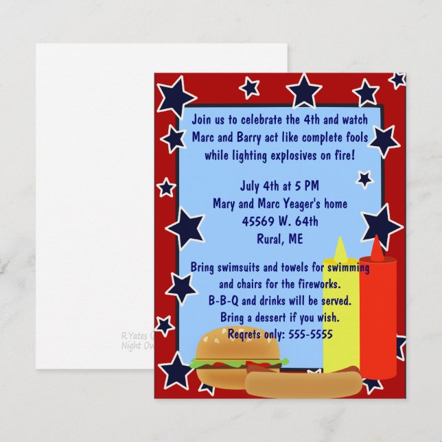 Invitación del Cookout de las estrellas (Anverso / Reverso)