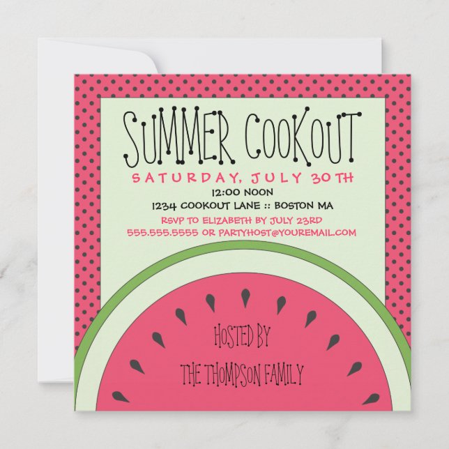 Invitación del Cookout del verano de la sandía (Anverso)