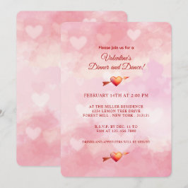 Invitación del corazón rosado romántico el día de 