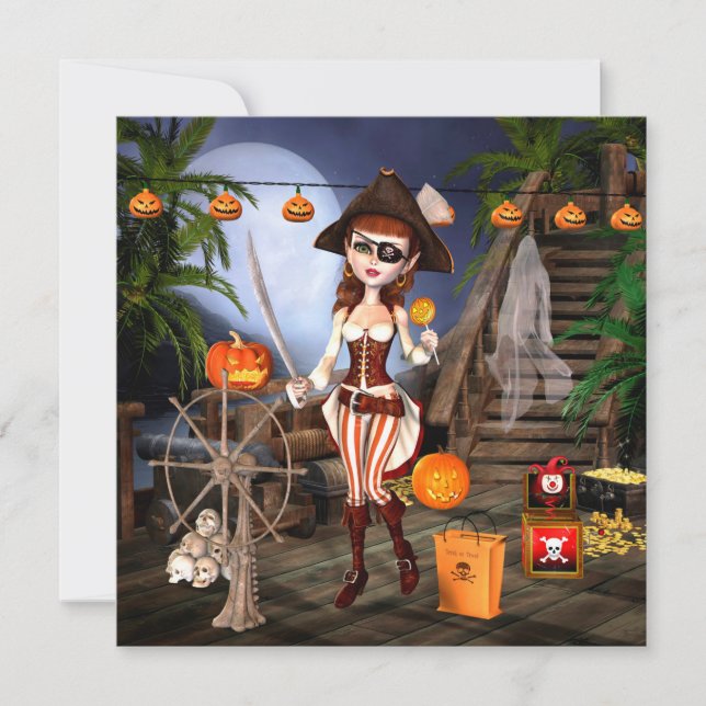 Invitación del cuadrado del fiesta de Halloween (Anverso)