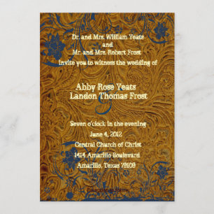 Invitación del cuero y de la boda del cordón