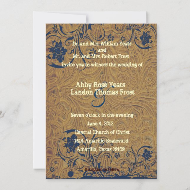 Invitación del cuero y de la boda del cordón (Anverso)
