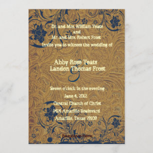 Invitación del cuero y de la boda del cordón