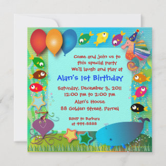 Invitación del cumpleaños: 002C en el mar