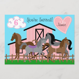 Invitación del cumpleaños 5x7 de los caballos del