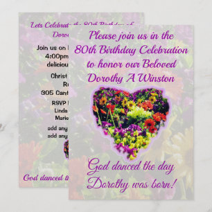 INVITACIÓN DEL CUMPLEAÑOS 80 DE PURPLE FLORAL