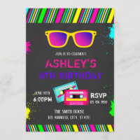 invitación del cumpleaños 80s