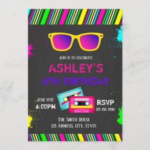 invitación del cumpleaños 80s