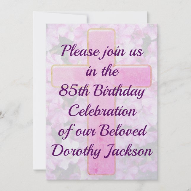 INVITACIÓN DEL CUMPLEAÑOS 85 DE LA CRUZ Y LA FLORA (Anverso)