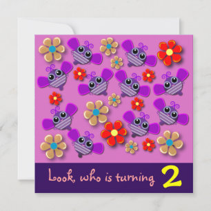 Invitación del cumpleaños: Abejas y flores B