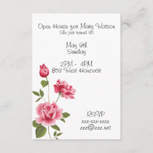 Invitación del cumpleaños con los rosas rosados