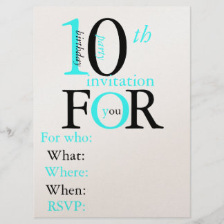 invitación del cumpleaños de 10 años