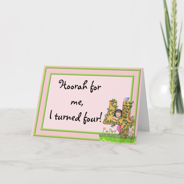 invitación del cumpleaños de 4 años (Anverso)