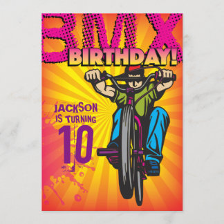 Invitación del cumpleaños de 5 x 7 BMX