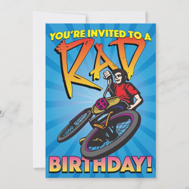 Invitación del cumpleaños de 5 x 7 BMX (Anverso)