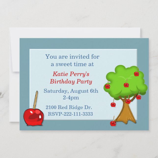 Invitación del cumpleaños de Apple de caramelo (Anverso)