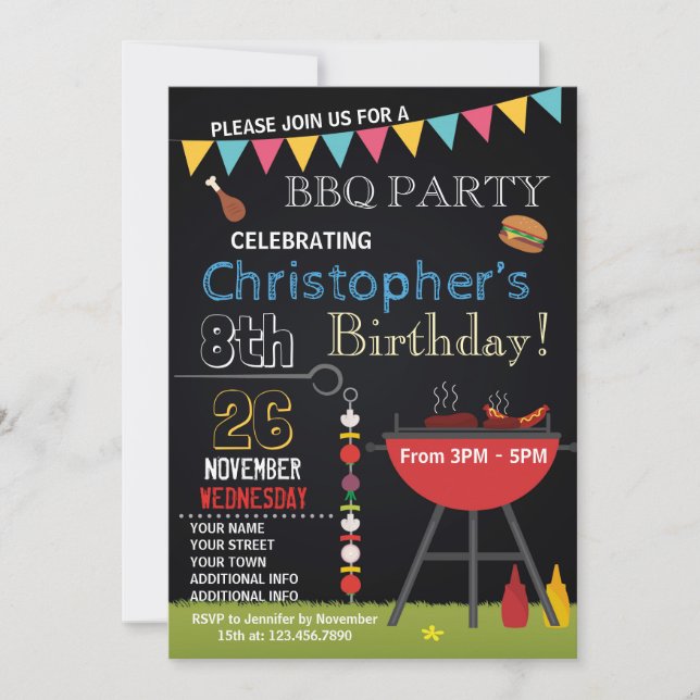 INVITACIÓN DEL CUMPLEAÑOS DE BARBACOA (Anverso)