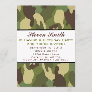 Invitación del cumpleaños de Camo del muchacho