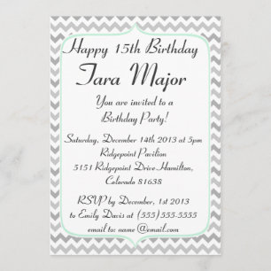 Invitación del cumpleaños de Chevron de la verde