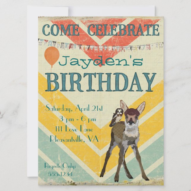 Invitación del cumpleaños de Chevron del (Anverso)