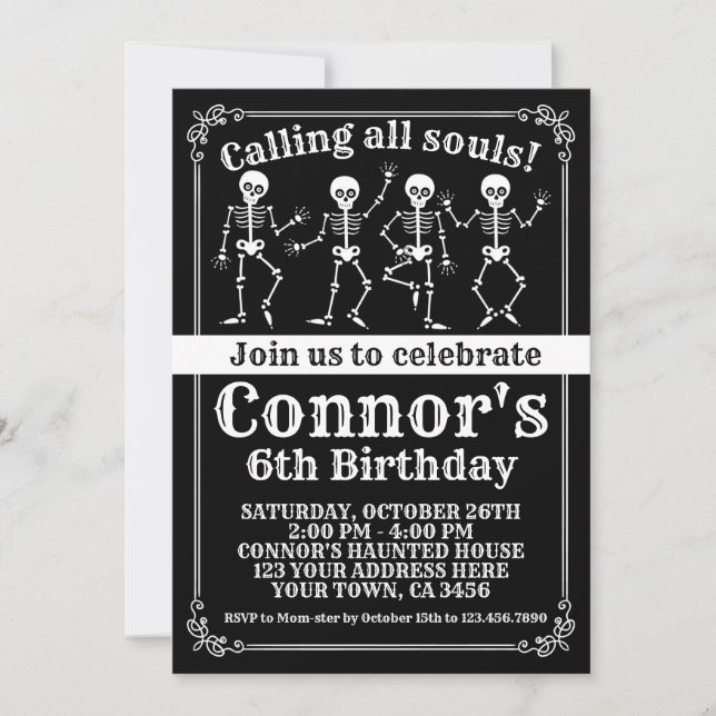 Invitación del cumpleaños de Halloween (Anverso)