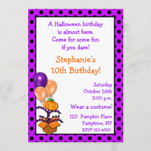 Invitación del cumpleaños de Halloween