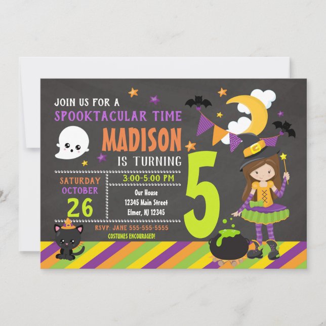 Invitación del cumpleaños de Halloween de los (Anverso)