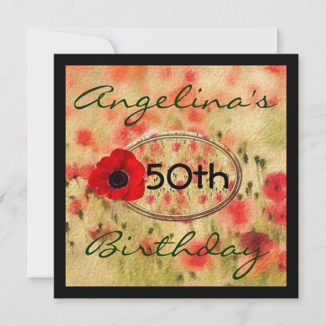Invitación del cumpleaños de la amapola de las (Anverso)