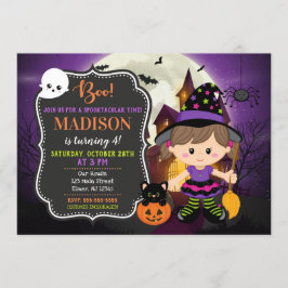 Invitación del cumpleaños de la bruja de Halloween