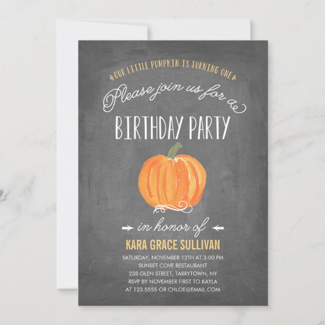 Invitación del cumpleaños de la calabaza el | de (Anverso)