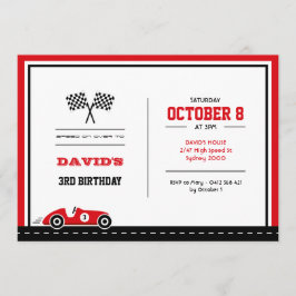 Invitación del cumpleaños de la carrera de coches