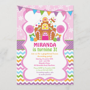 Invitación del cumpleaños de la casa de pan de
