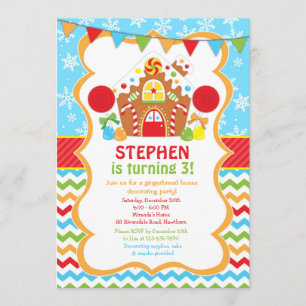 Invitación del cumpleaños de la casa de pan de