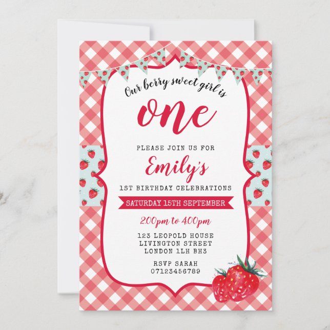 Invitación del cumpleaños de la comida campestre (Anverso)