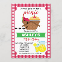 Invitación del cumpleaños de la comida campestre