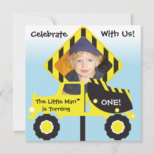 Invitación del cumpleaños de la construcción de la (Anverso)