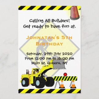 Invitación del cumpleaños de la construcción del