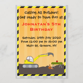Invitación del cumpleaños de la construcción del