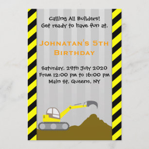 Invitación del cumpleaños de la construcción del