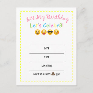 Invitación del cumpleaños de la emoji de DIY
