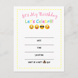 Invitación del cumpleaños de la emoji de DIY