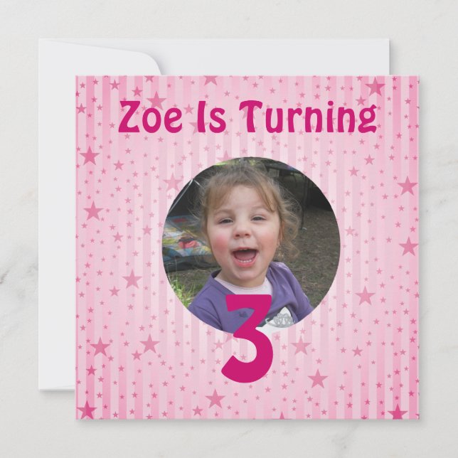 Invitación del cumpleaños de la estrella (Anverso)