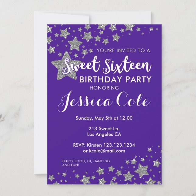 Invitación del cumpleaños de la estrella del (Anverso)