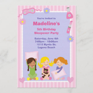Invitación del cumpleaños de la fiesta de pijamas